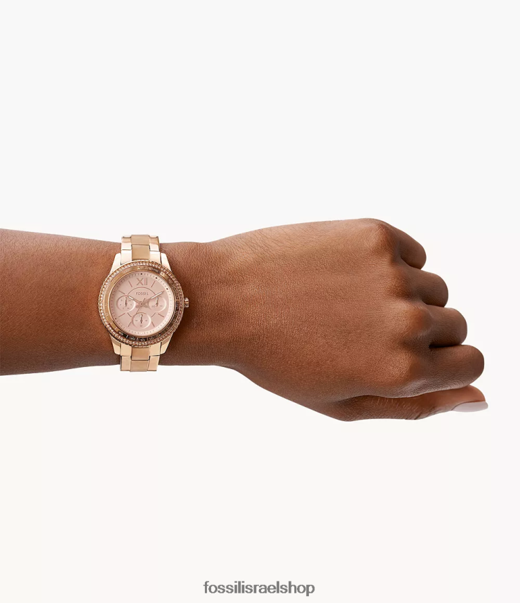 Fossil נשים שעון סטלה ספורט רב תכליתי מנירוסטה L8J0B633 שעון בגוון זהב ורדרד