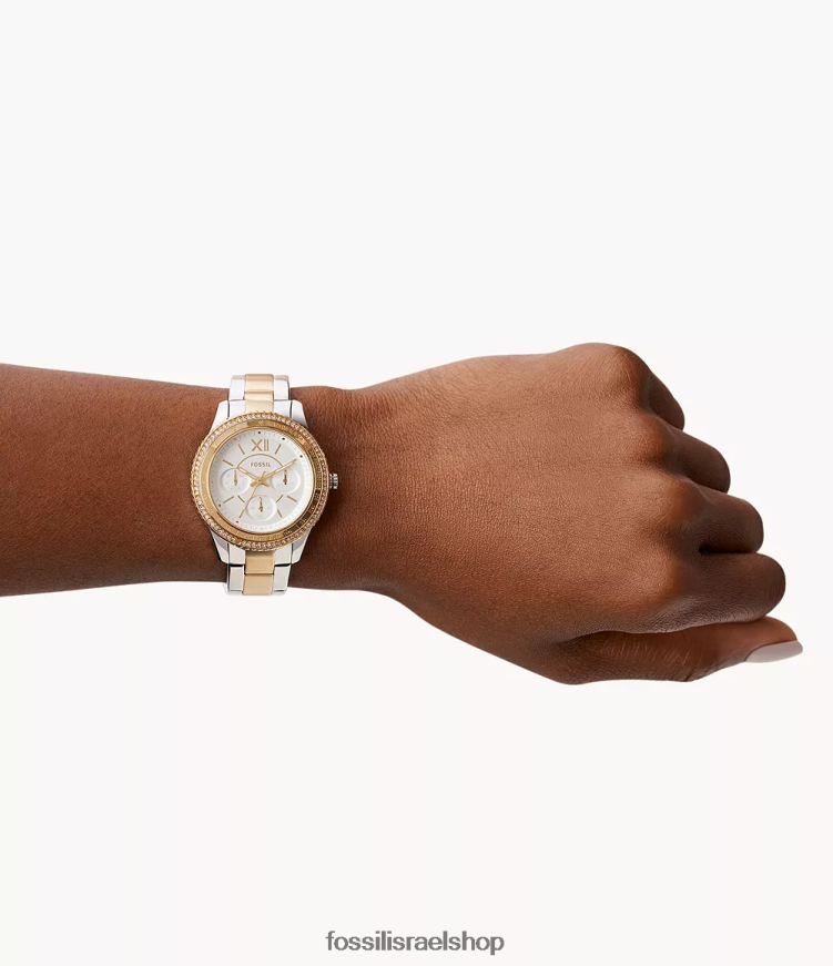 Fossil נשים שעון סטלה ספורט רב תכליתי מנירוסטה L8J0B635 שעון דו-גוני