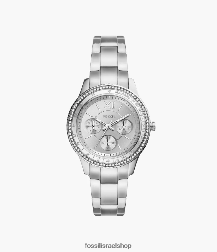 Fossil נשים שעון סטלה ספורט רב תכליתי מנירוסטה L8J0B636 שעון בגוון כסף