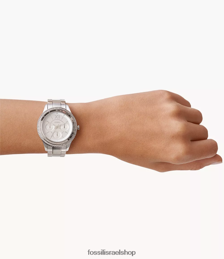Fossil נשים שעון סטלה ספורט רב תכליתי מנירוסטה L8J0B636 שעון בגוון כסף