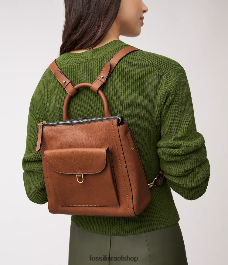 Fossil נשים תיק גב קטן של פרקר L8J0B6388 תיק חום