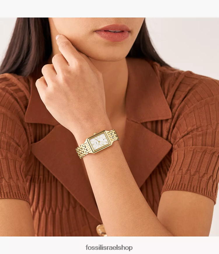 Fossil נשים שעון רקל תלת ידיים מנירוסטה L8J0B638 שעון גוון זהב