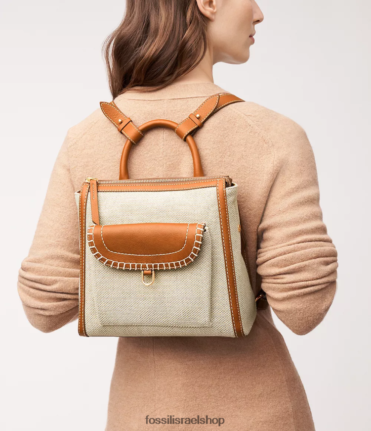 Fossil נשים תיק גב קטן של פרקר L8J0B6393 תיק חום בהיר