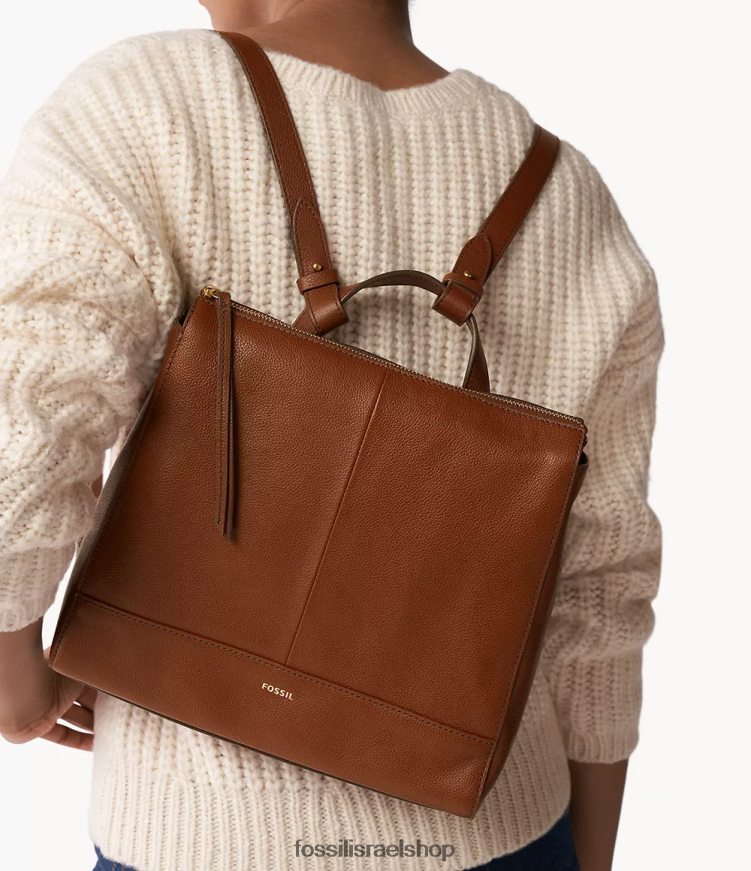 Fossil נשים תיק גב קטן אלינה להמרה L8J0B6407 תיק חום