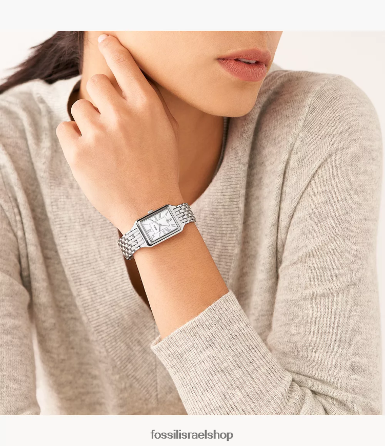 Fossil נשים שעון רקל תלת ידיים מנירוסטה L8J0B640 שעון בגוון כסף