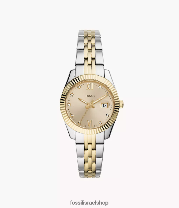 Fossil נשים שעון סקרלט מיני תלת ידיים מפלדת אל חלד L8J0B641 שעון דו-גוני