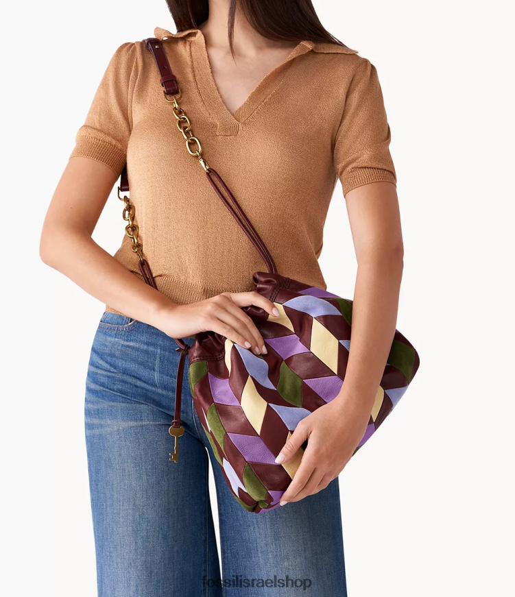 Fossil נשים תיק כתף ג'יג'י L8J0B6446 תיק בורדו