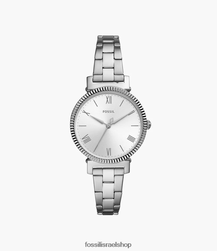 Fossil נשים דייזי שעון נירוסטה בעל שלוש ידיים L8J0B646 שעון בגוון כסף