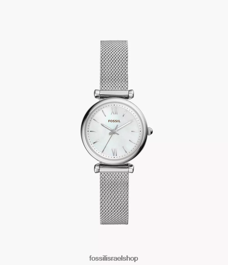 Fossil נשים שעון נירוסטה תלת ידיים של קארלי L8J0B649 שעון פלדה פשוטה