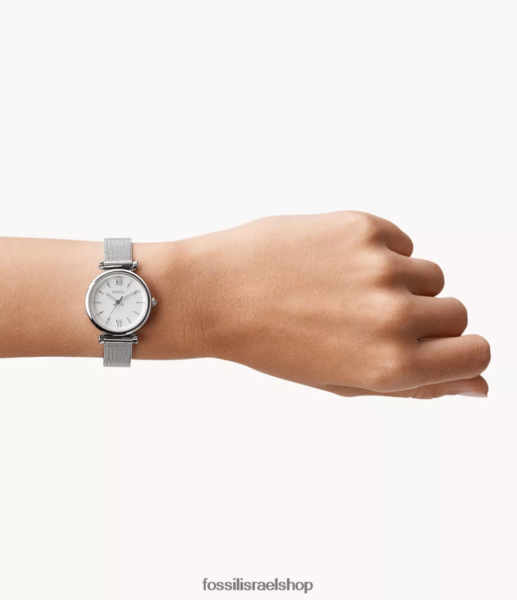 Fossil נשים שעון נירוסטה תלת ידיים של קארלי L8J0B649 שעון פלדה פשוטה
