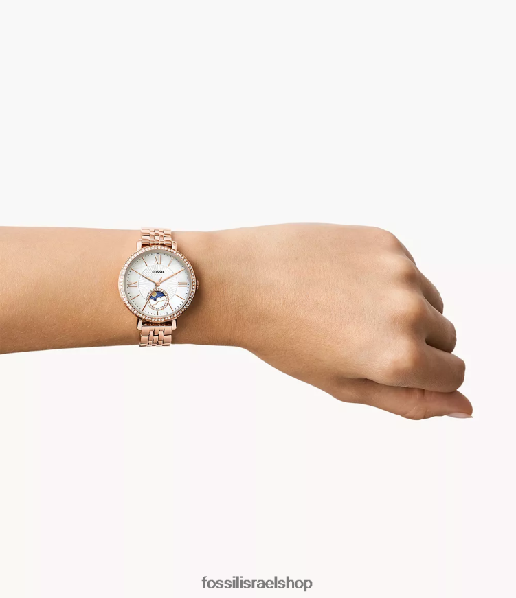 Fossil נשים שעון פלדת אל חלד רב תכליתי של ג'קלין סאן מון L8J0B650 שעון ורוד זהב