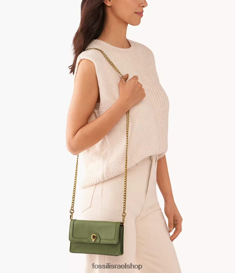 Fossil נשים ארנק איינסלי על שרשרת עם נעילת סיבוב L8J0B6526 תיק זית