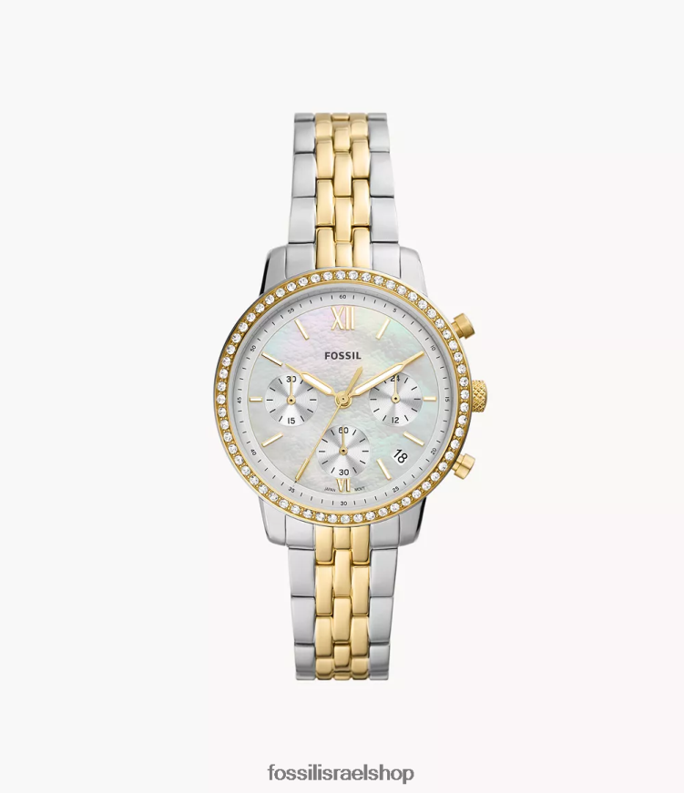 Fossil נשים שעון נייטרה כרונוגרף מנירוסטה L8J0B654 שעון דו-גוני