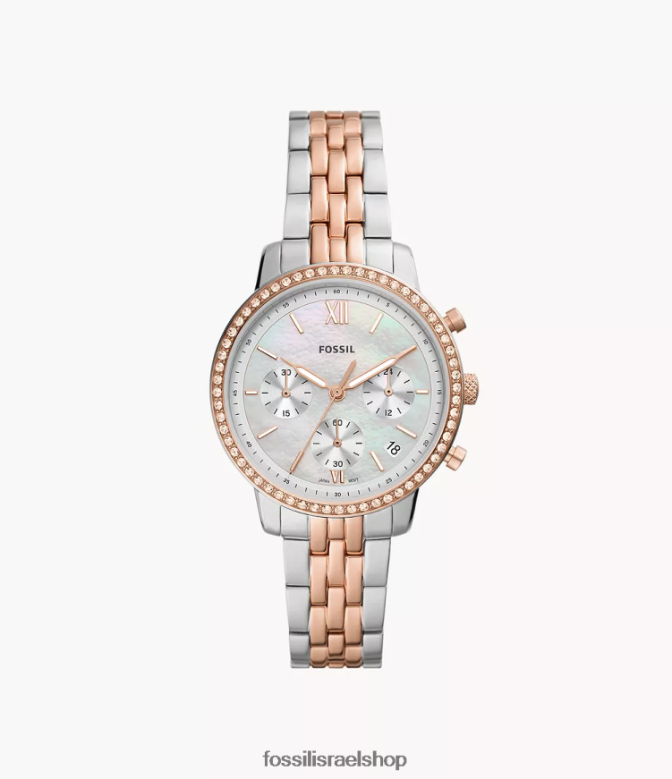 Fossil נשים שעון נייטרה כרונוגרף מנירוסטה L8J0B657 שעון דו-גוני
