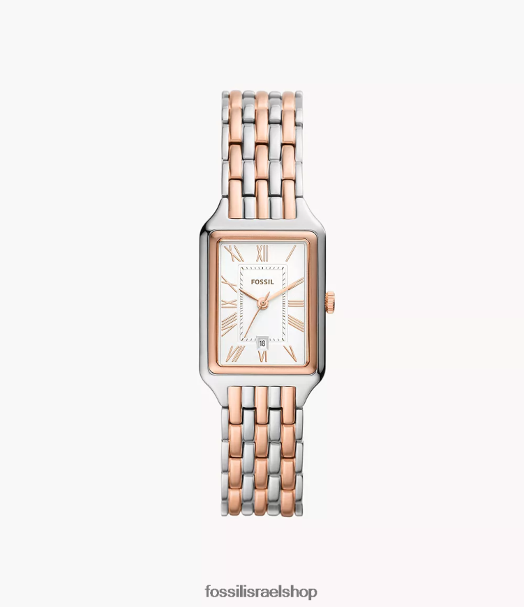 Fossil נשים שעון רקל תלת ידיים מנירוסטה L8J0B666 שעון דו-גוני