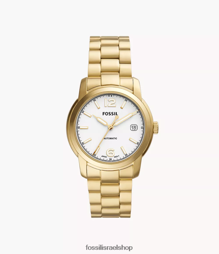 Fossil נשים שעון נירוסטה אוטומטי מורשת L8J0B667 שעון גוון זהב