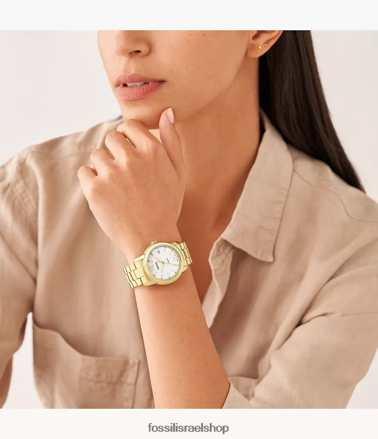 Fossil נשים שעון נירוסטה אוטומטי מורשת L8J0B667 שעון גוון זהב