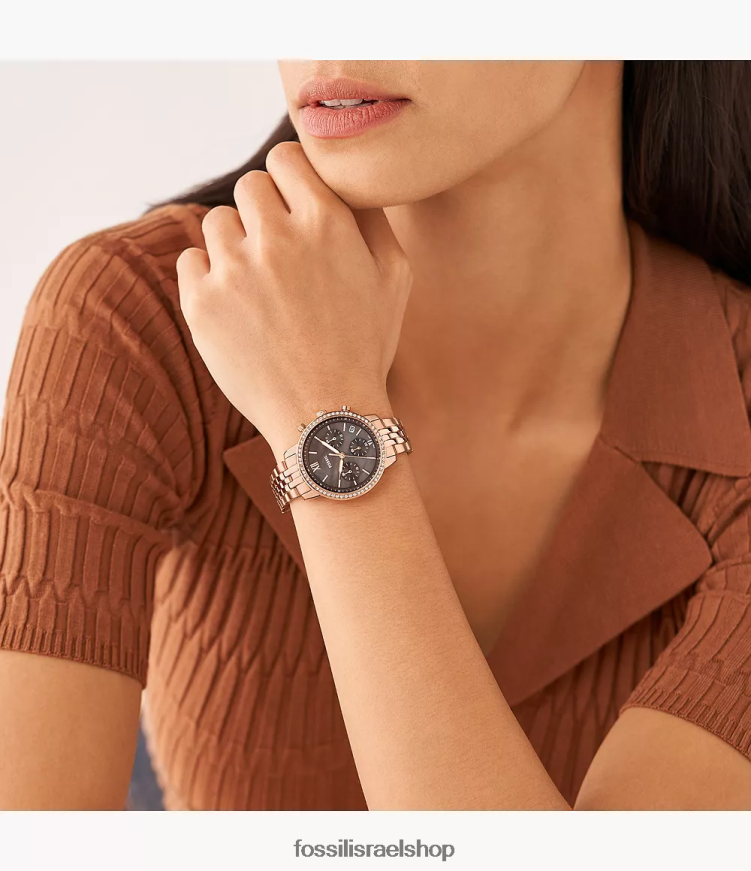 Fossil נשים שעון נייטרה כרונוגרף מנירוסטה L8J0B668 שעון בגוון זהב ורדרד