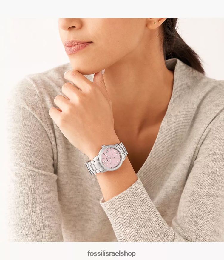 Fossil נשים שעון נירוסטה אוטומטי מורשת L8J0B670 שעון בגוון כסף