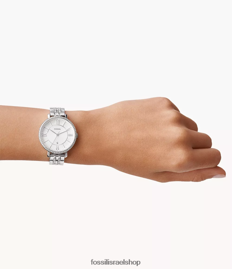 Fossil נשים שעון ז'קלין נירוסטה L8J0B671 שעון כסף