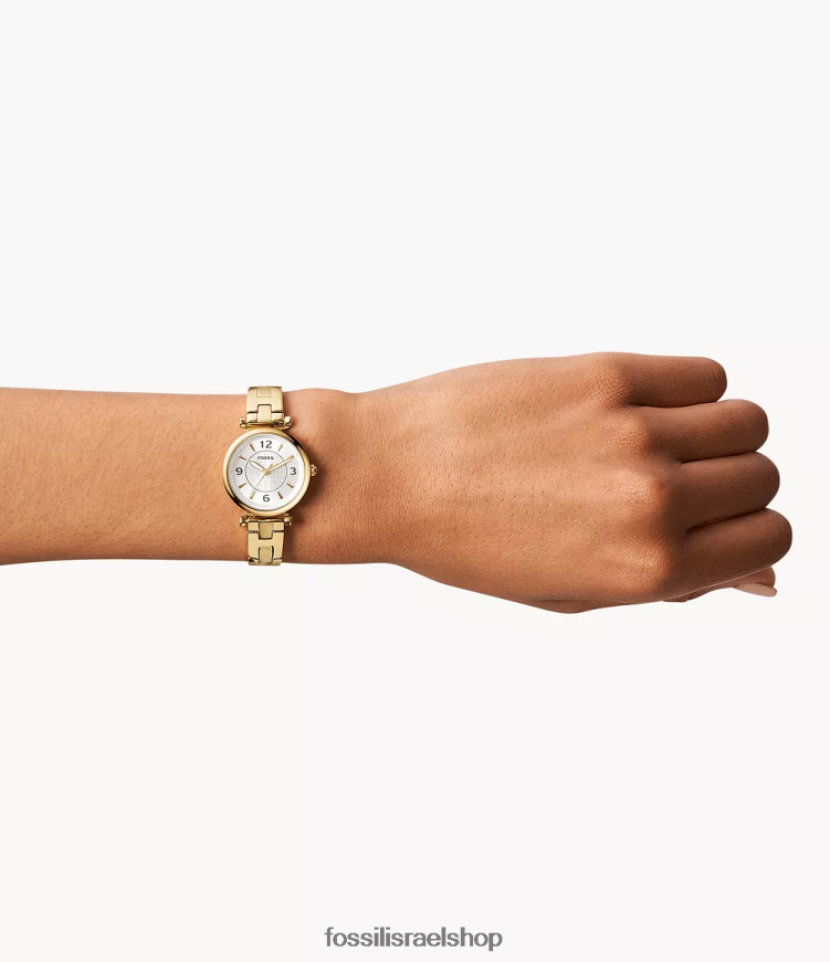 Fossil נשים שעון נירוסטה תלת ידיים של קארלי L8J0B672 שעון גוון זהב