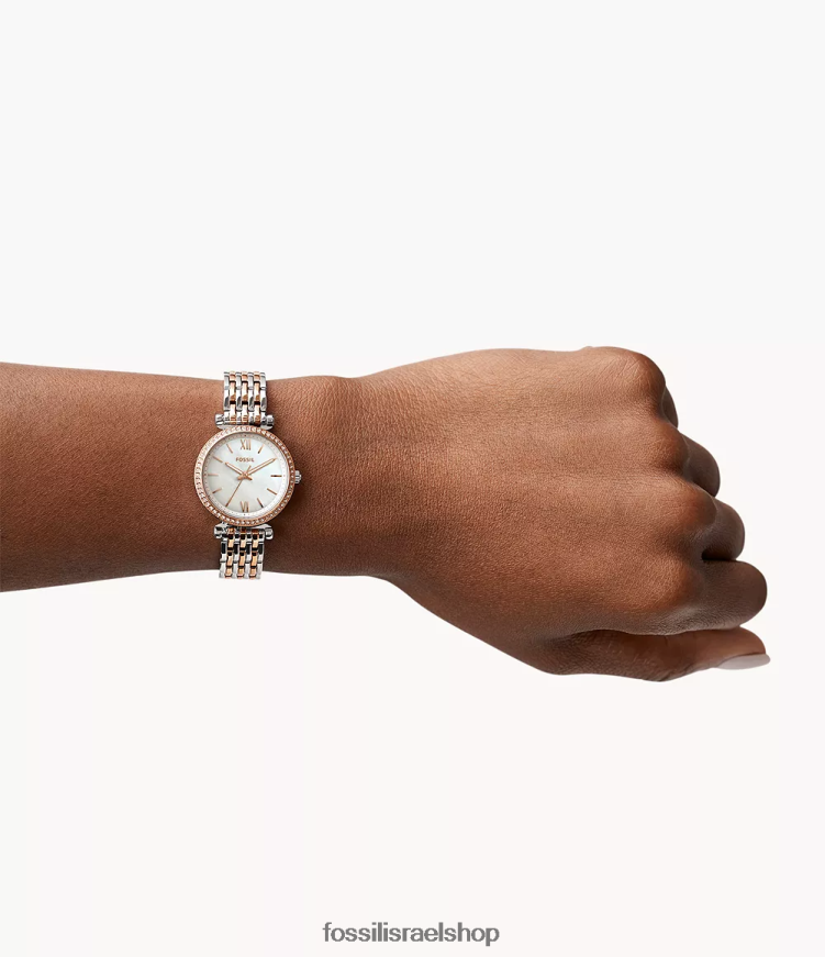 Fossil נשים שעון מיני תלת ידיים של קרלי מנירוסטה L8J0B674 שעון דו-גוני