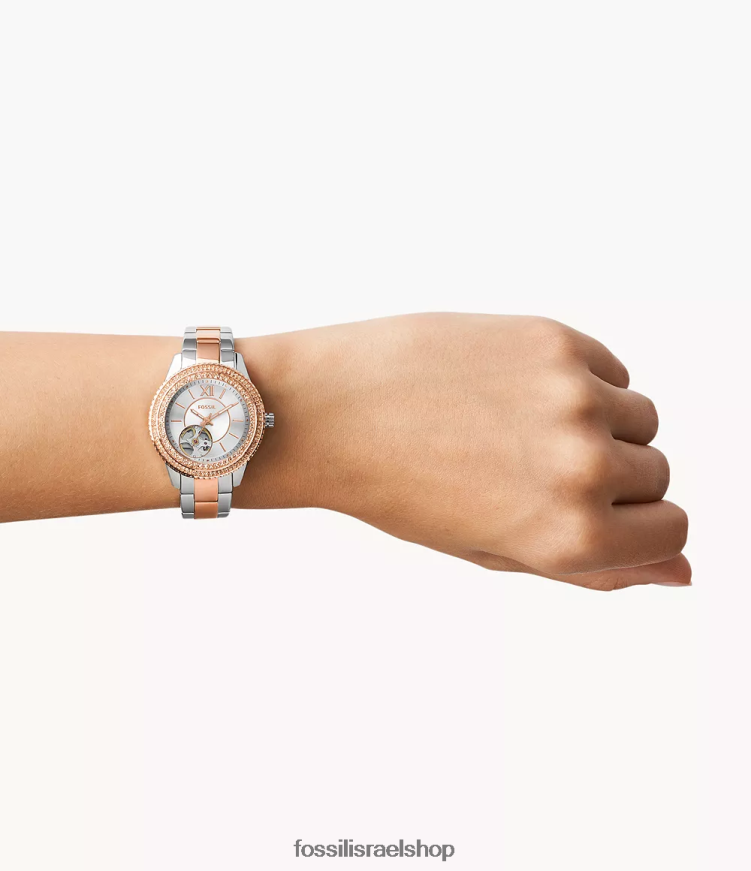 Fossil נשים שעון סטלה אוטומטי מנירוסטה L8J0B678 שעון דו-גוני