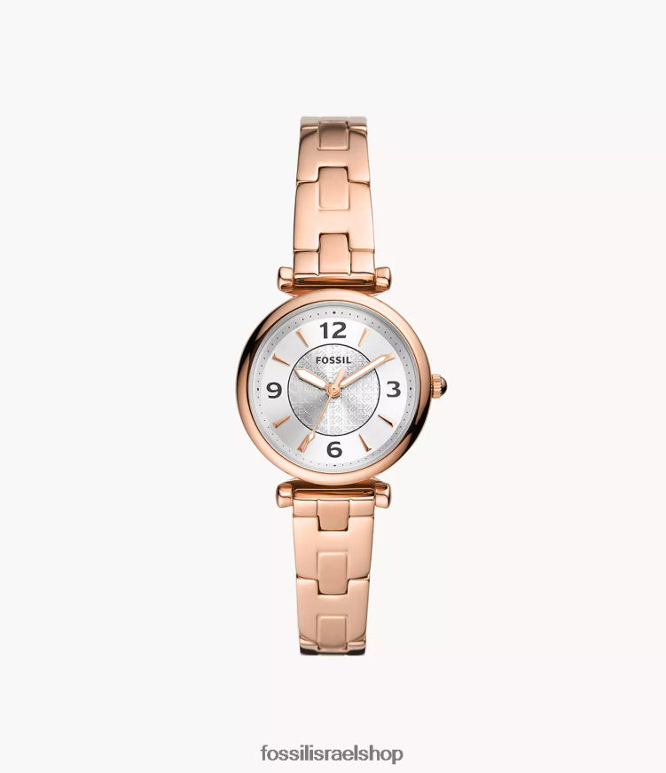 Fossil נשים שעון נירוסטה תלת ידיים של קארלי L8J0B680 שעון בגוון זהב ורדרד