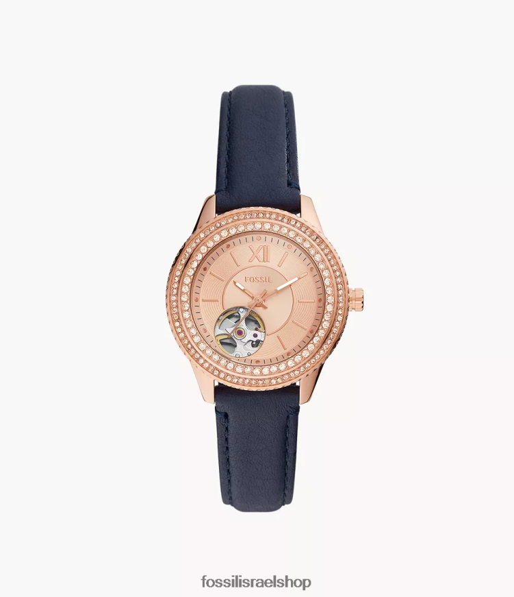 Fossil נשים סטלה שעון עור לייטהייד אוטומטי L8J0B688 שעון חיל הים