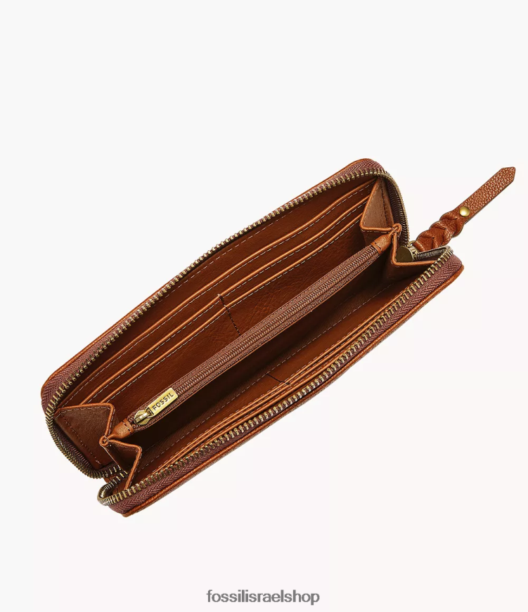 Fossil נשים מצמד רוכסן טארה L8J0B6886 ארנק חום