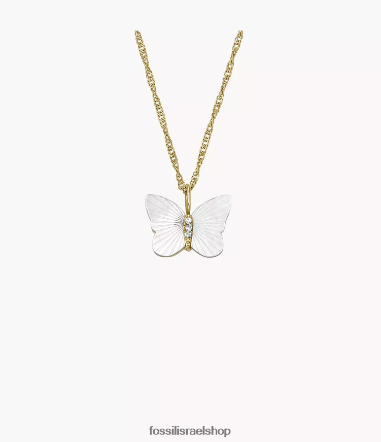 Fossil נשים שרשרת שרשרת פרפר כנפיים קורנות L8J0B6897 תכשיט אם הפנינה הלבנה