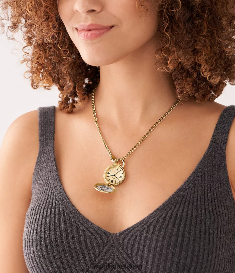 Fossil נשים תליון שעון נירוסטה תלת-יד של ג'קלין L8J0B6898 תכשיט גוון זהב