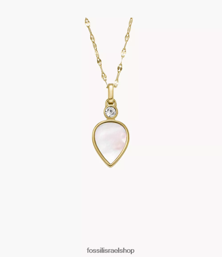 Fossil נשים שרשרת תליון דמעה L8J0B6904 תכשיט אם הפנינה הלבנה