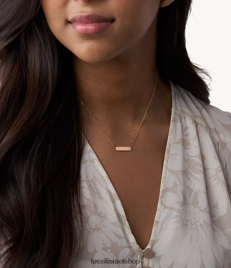 Fossil נשים שרשרת בר מנירוסטה של ​​ליין רוז L8J0B6906 תכשיט גוון זהב