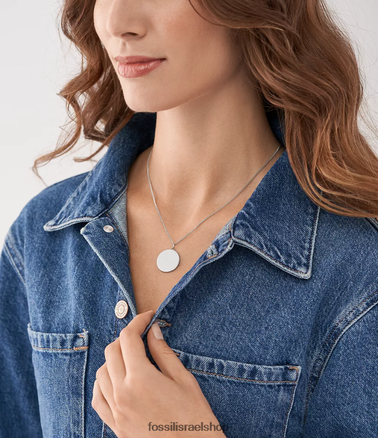 Fossil נשים שרשרת תליון מנירוסטה מצוירת L8J0B6908 תכשיט בגוון כסף