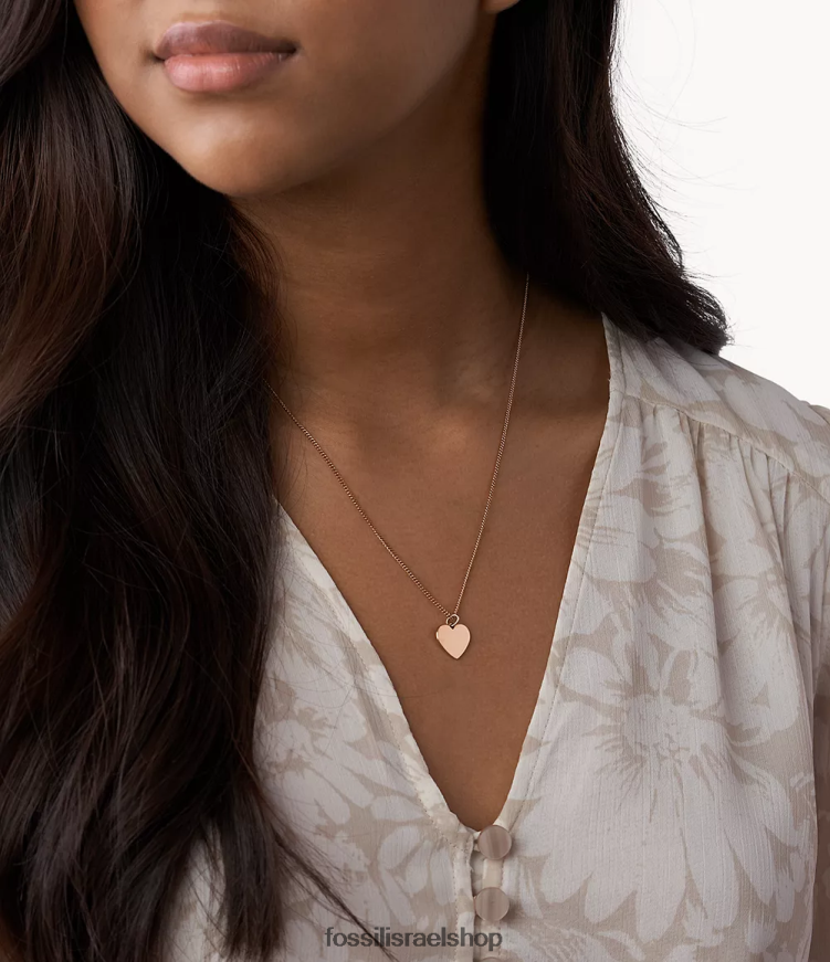 Fossil נשים שרשרת נירוסטה לב ליין L8J0B6912 תכשיט בגוון זהב ורדרד