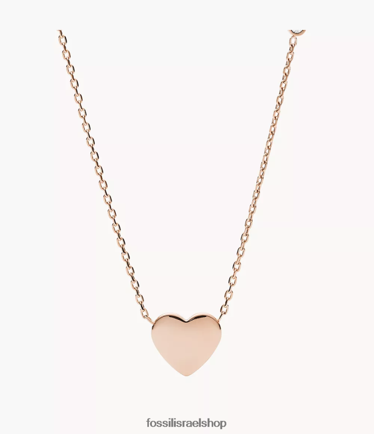 Fossil נשים שרשרת נירוסטה לב ליין L8J0B6916 תכשיט בגוון זהב ורדרד