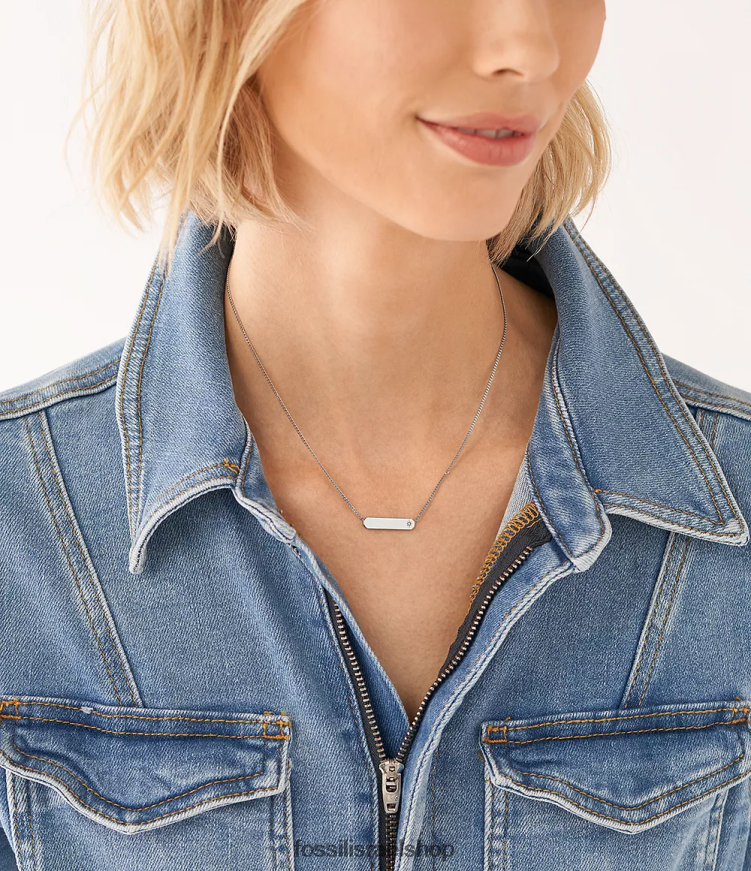 Fossil נשים שרשרת שרשרת בר מפלדת אל חלד L8J0B6919 תכשיט בגוון כסף