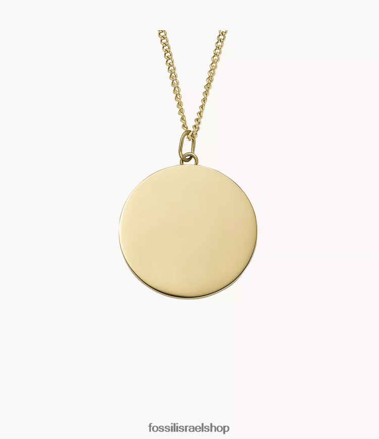 Fossil נשים שרשרת תליון מנירוסטה מצוירת L8J0B6921 תכשיט גוון זהב