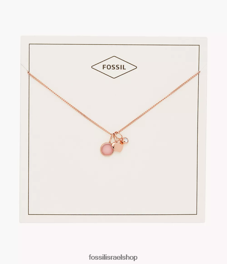 Fossil נשים שרשרת לב וקוורץ של גאורגיה L8J0B6925 תכשיט רוס