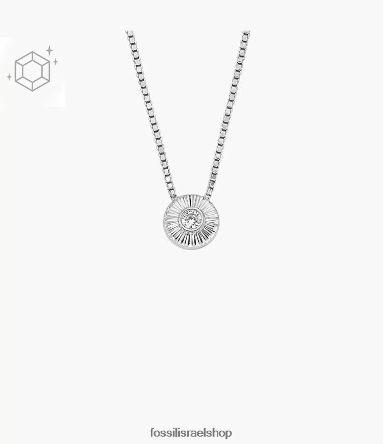 Fossil נשים שרשרת תליון עיגול במרקם סטרלינג L8J0B6926 תכשיט כסף