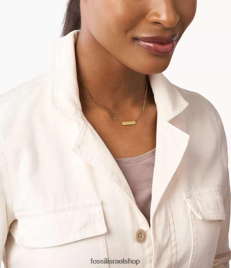 Fossil נשים שרשרת בר נירוסטה ליין L8J0B6931 תכשיט גוון זהב