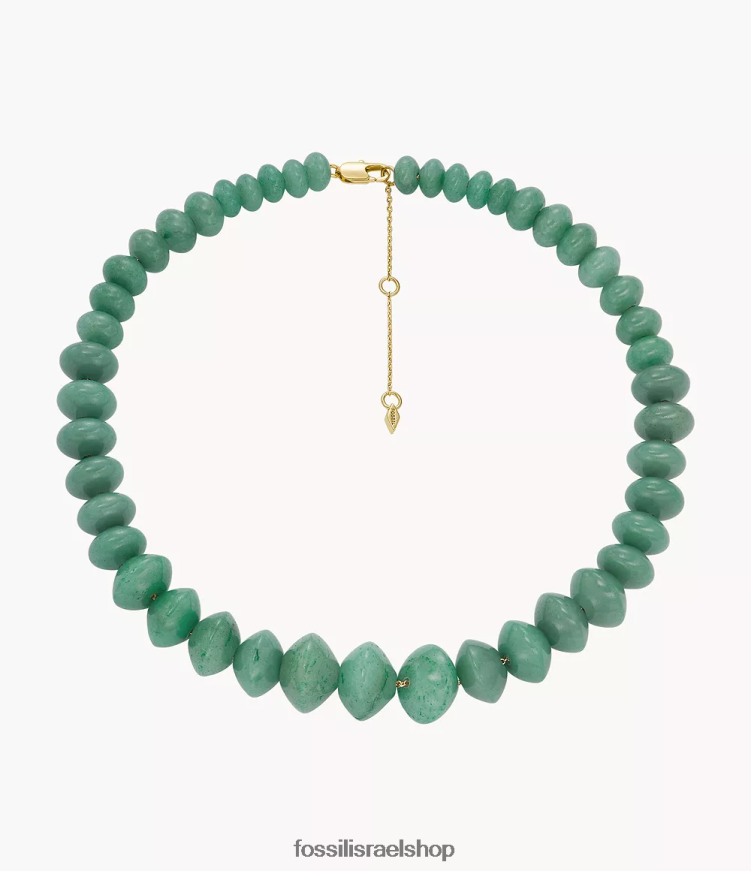 Fossil נשים כל שרשרת חרוזים אוונטורין מוערמת L8J0B6934 תכשיט ירוק