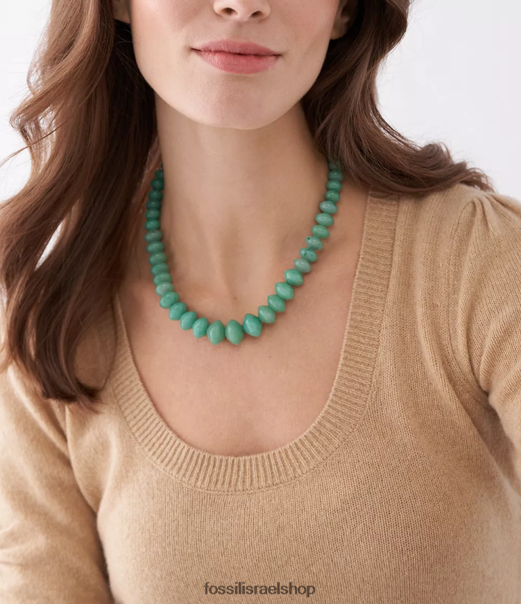 Fossil נשים כל שרשרת חרוזים אוונטורין מוערמת L8J0B6934 תכשיט ירוק