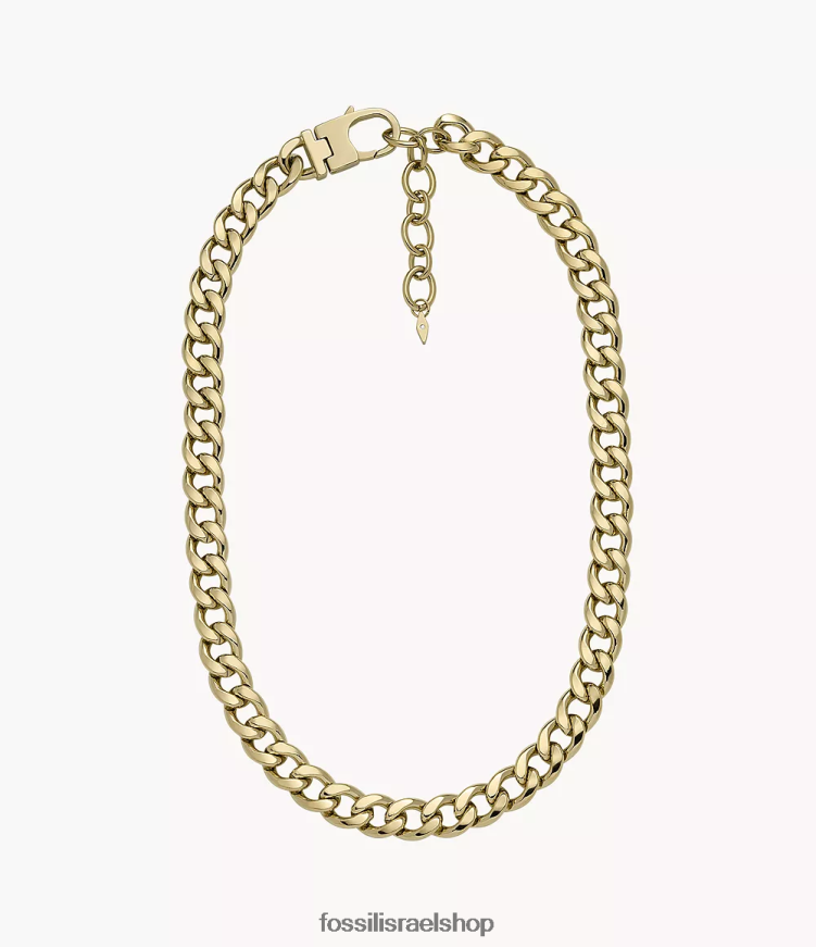 Fossil נשים שרשרת שרשרת נירוסטה מוערמת כולה L8J0B6937 תכשיט גוון זהב