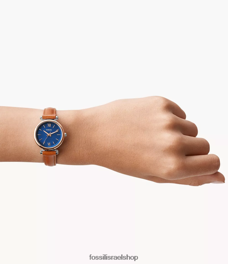 Fossil נשים שעון עור מיני של קארלי בעל שלוש ידיים L8J0B693 שעון לְהִשְׁתַזֵף