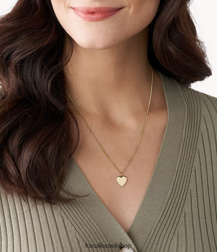 Fossil נשים שרשרת נירוסטה לב ליין L8J0B6941 תכשיט גוון זהב