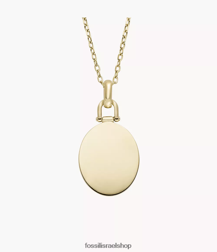 Fossil נשים שרשרת תליון מנירוסטה מצוירת L8J0B6942 תכשיט גוון זהב