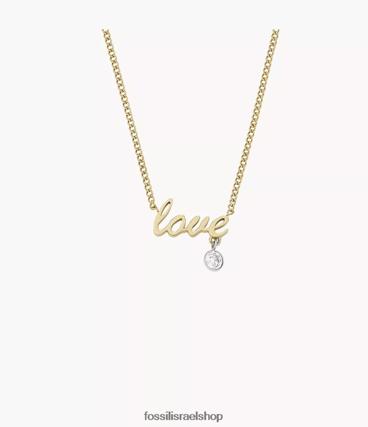 Fossil נשים שרשרת תווים אהבה מנירוסטה L8J0B6948 תכשיט דו-גוני