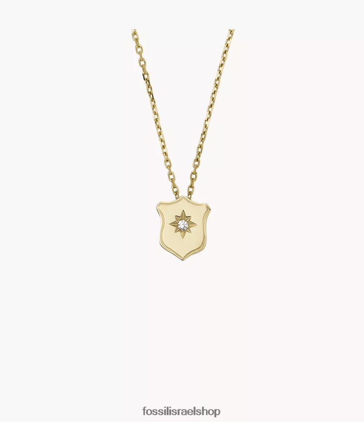 Fossil נשים שרשרת תליון מגן מנירוסטה חיוניים של מורשת L8J0B6951 תכשיט גוון זהב